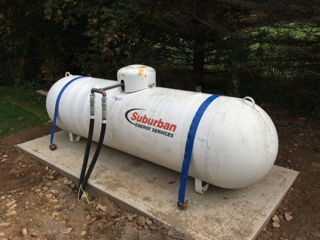 secured propane tank