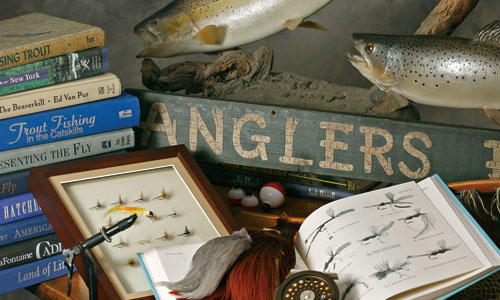 Art collage of Anglers' Parlor in Phoenicia Library